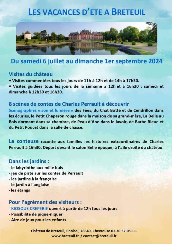 Programme des vacances d'été au château de Breteuil