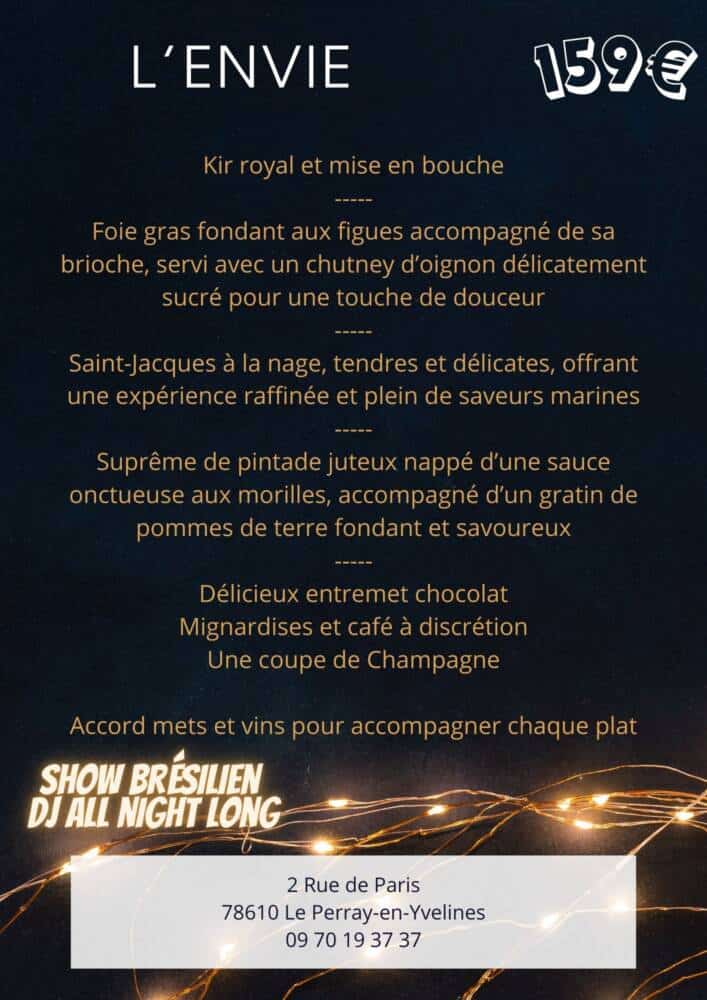 Menu du réveillon - l'Envie - Le Perray-en-Yvelines