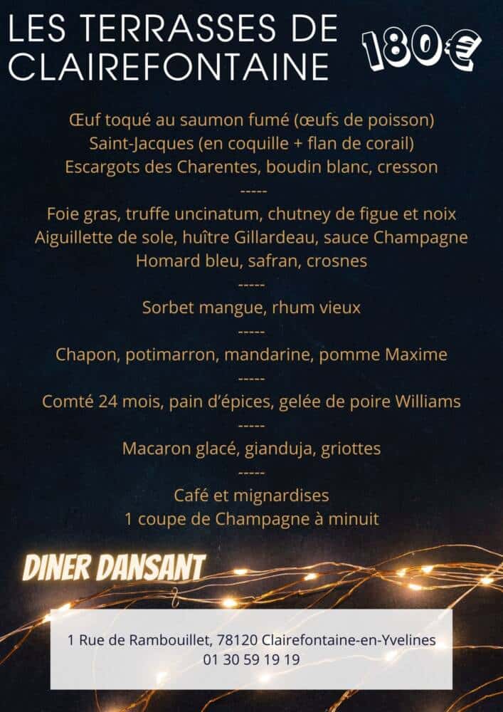 Menu du réveillon - Les Terrasses de Clairefontaine - Clairefontaine-en-Yvelines