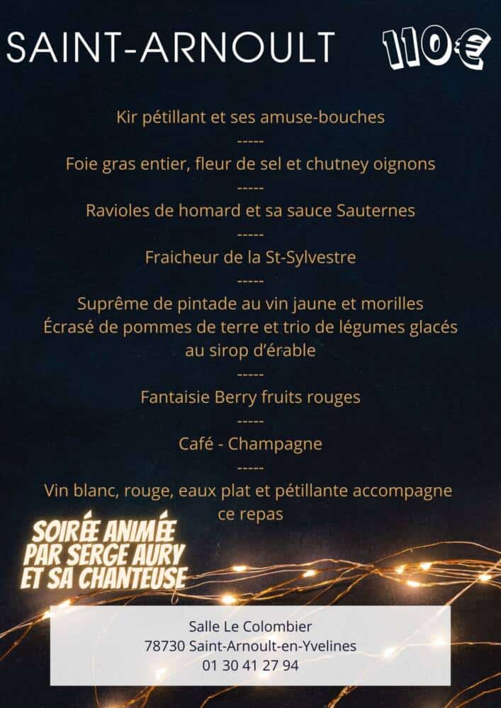 Menu du réveillon - Saint-Arnoult-en-Yvelines