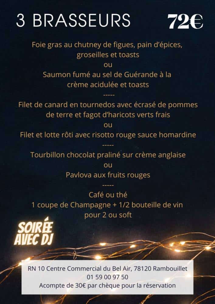 Menu du Réveillon 3 Brasseurs