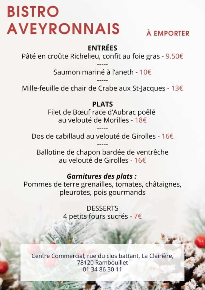 Menu de Noël - Bistro Aveyraonnais