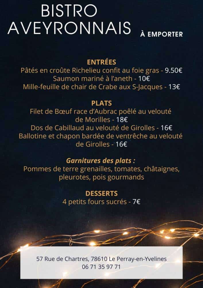 Menu du réveillon - Bistro Aveyronnais