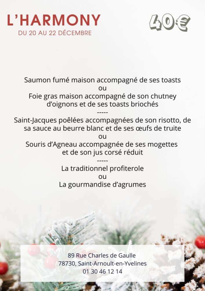 Menu de Noël - l'Harmony