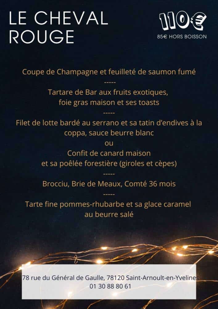 Menu du Réveillon - Le Cheval rouge