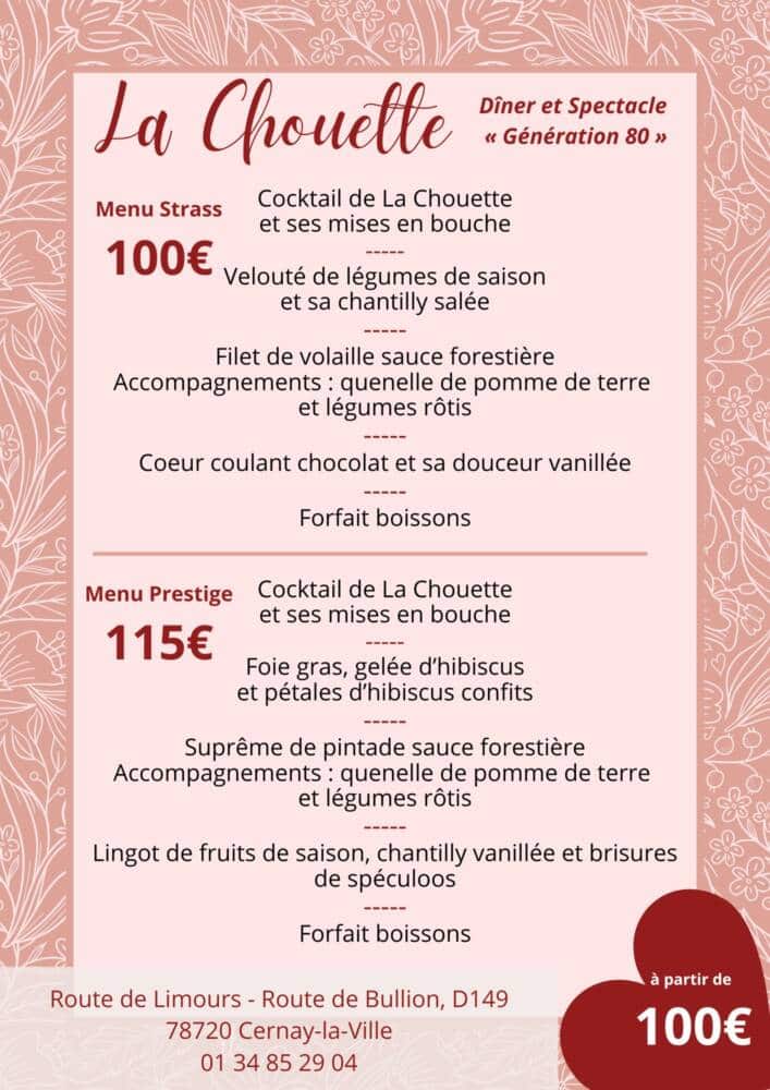 Menu de la Saint-Valentin - La Chouette