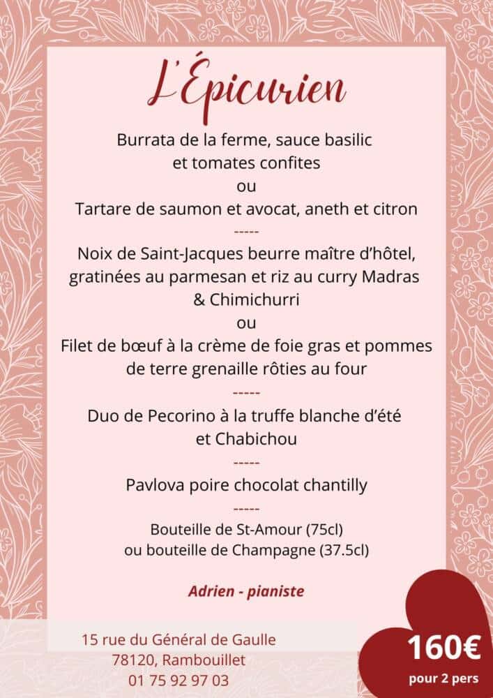 Menu Saint-Valentin - l'Épicurien