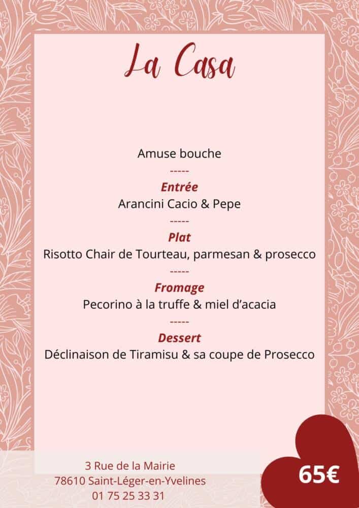 Menu Saint-Valentin - La Casa