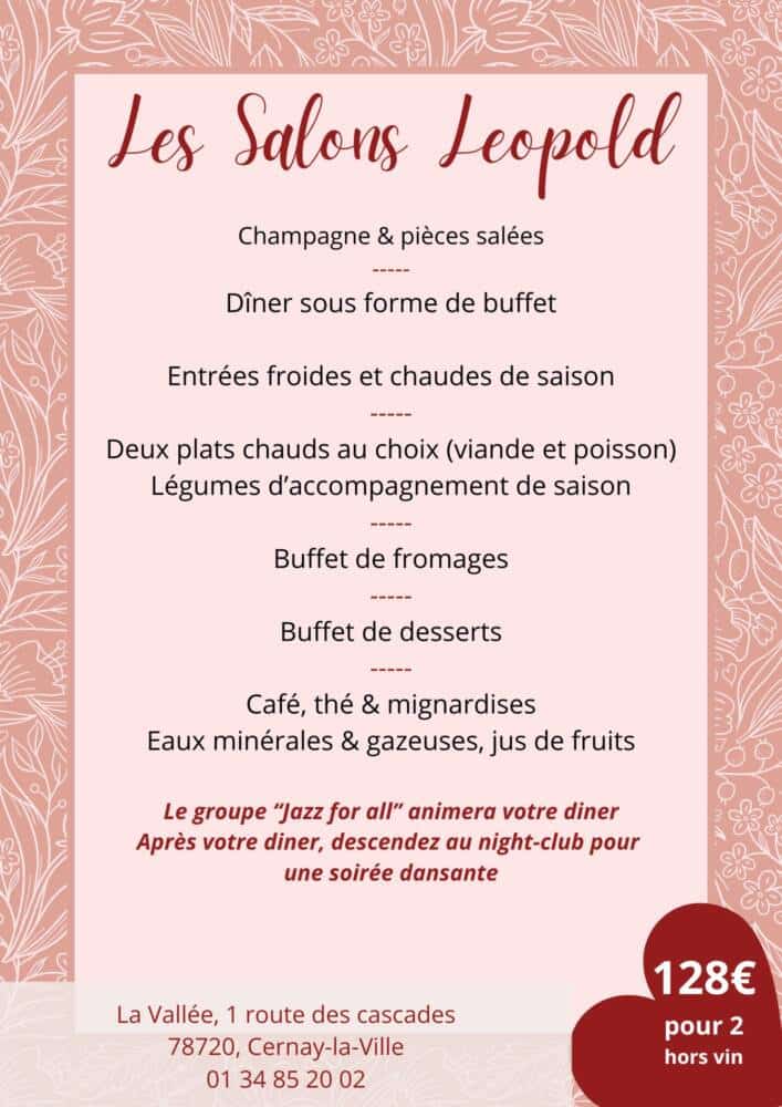 Menu Saint-Valentin - Les Salons Leopold