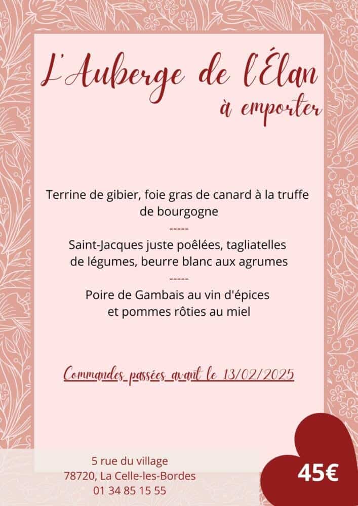 Menu Saint-Valentin - Auberge de l'Élan