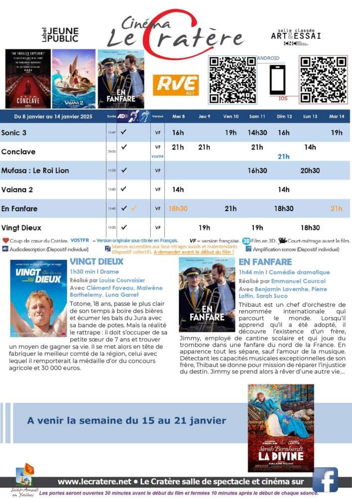 Programme ciné - 8 au 14 janvier