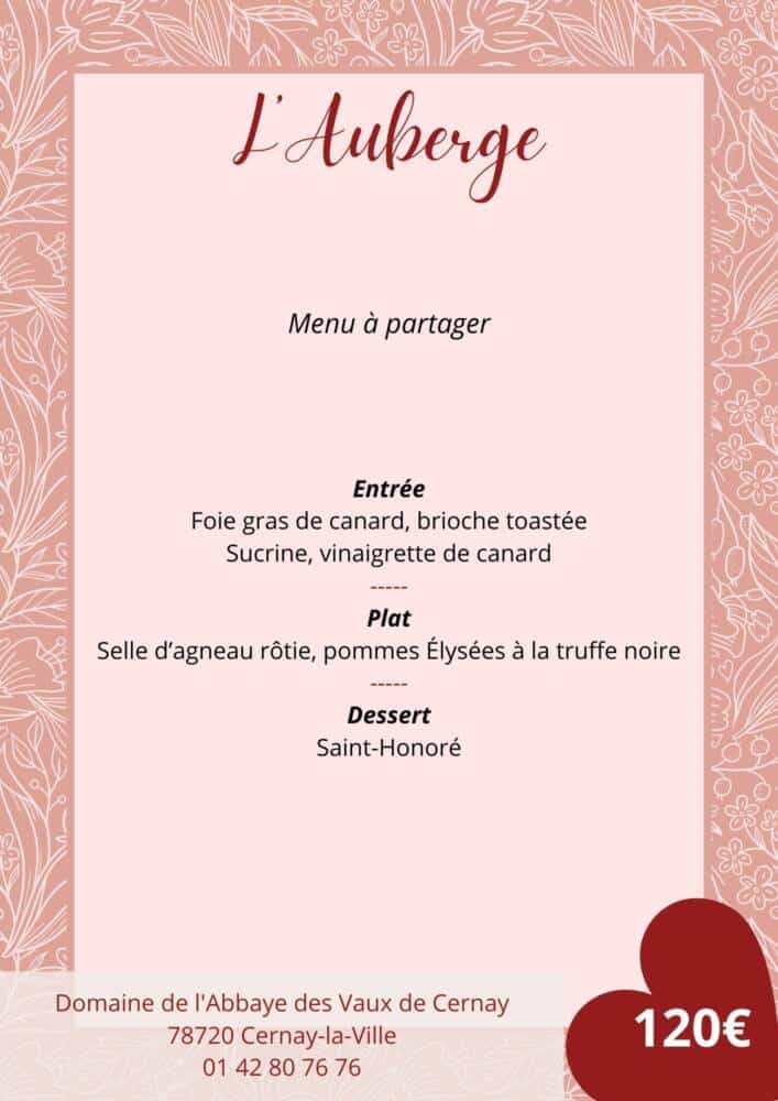 Menu Saint-Valentin - l'Auberge