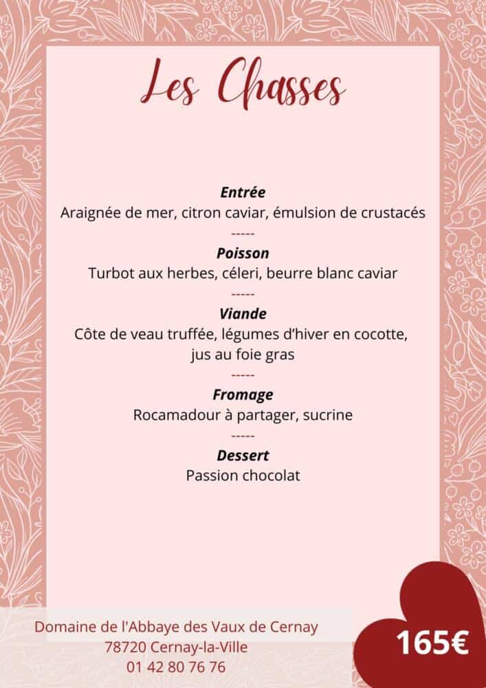 Menu Saint-Valentin - Les Chasses